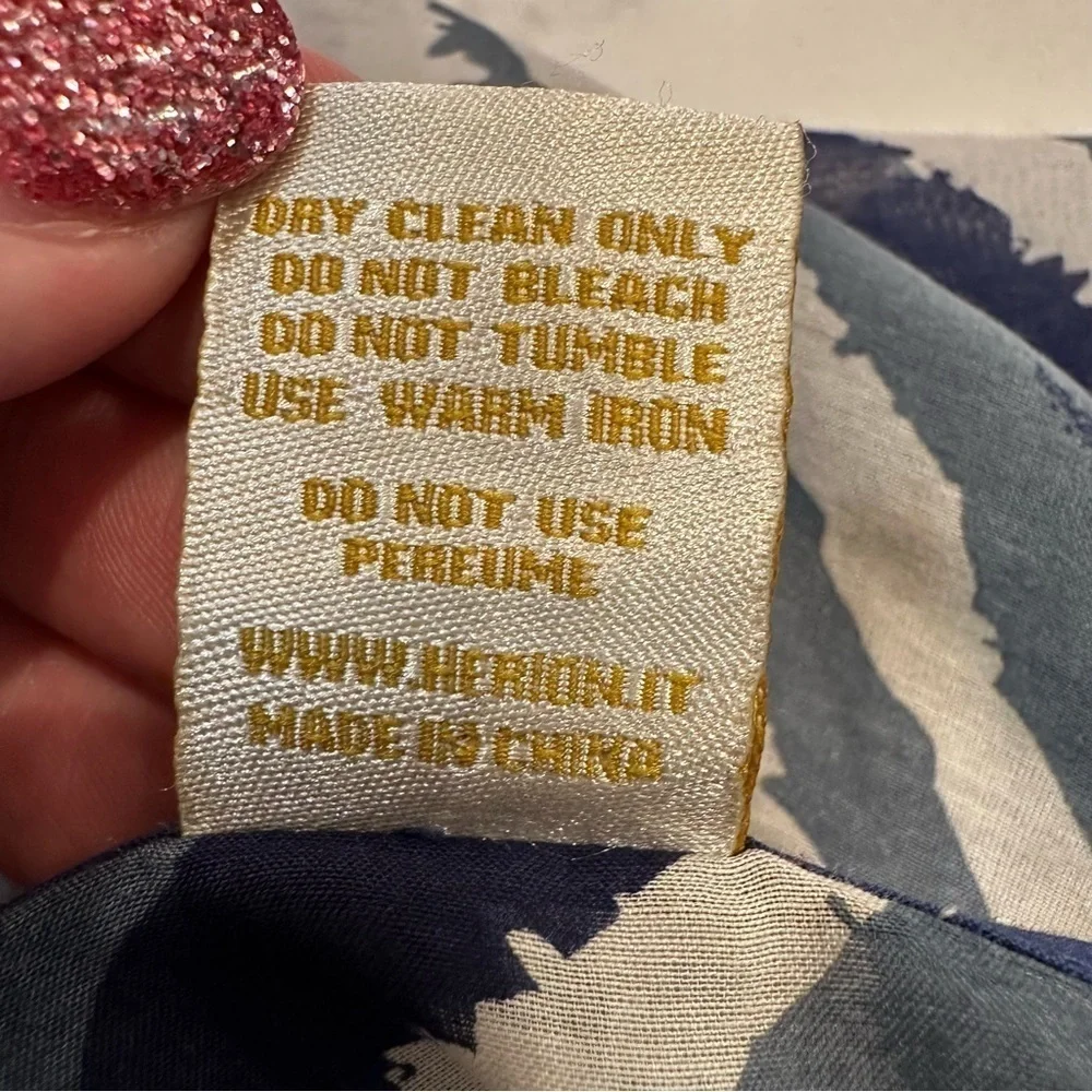 Herion Italy Sheer Blue White Diagonal Striped Tunic Blouse Size 40 (US 10) - Picture 7 of 7